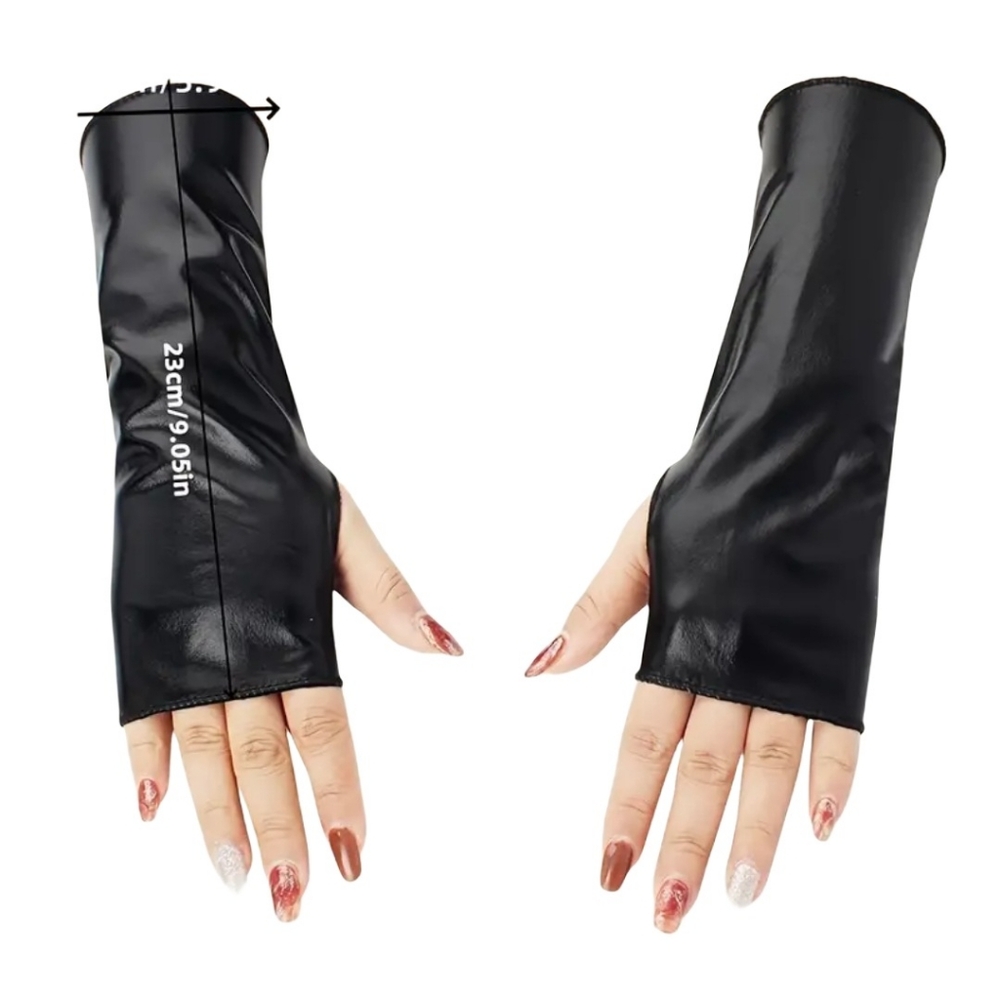 Black Patent Gloves - Picture 2 of 3